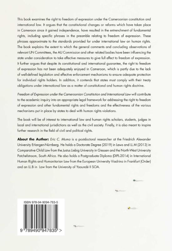 Achterkant van Freedom of Expression under the Cameroonian Constitution and International Law