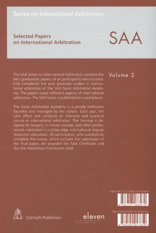 Achterkant van Selected papers on international arbitration