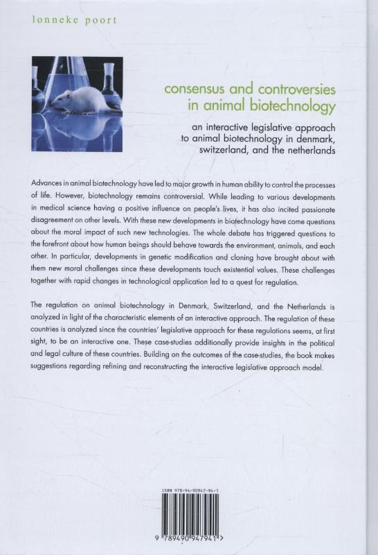 Achterkant van Consensus and controversies in animal biotechnology
