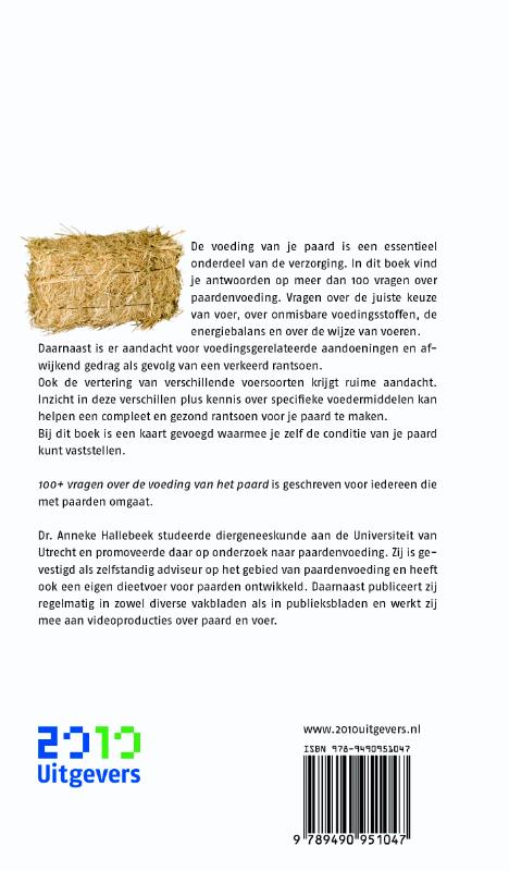 Achterkant van 100+ vragen over de voeding van het paard