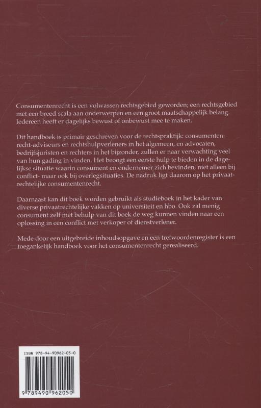 Achterkant van Handboek consumentenrecht