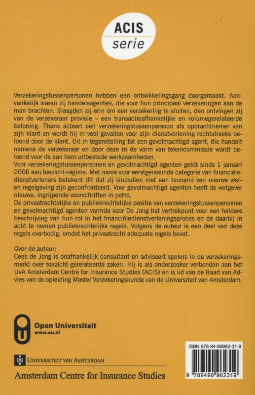 Achterkant van De verzekeringstussenpersoon en de gevolmachtigd agent