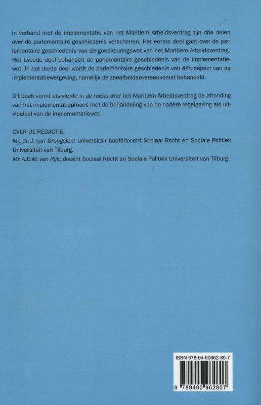 Achterkant van Implementatie van het maritiem arbeidsverdrag in de Nederlandse wetgeving