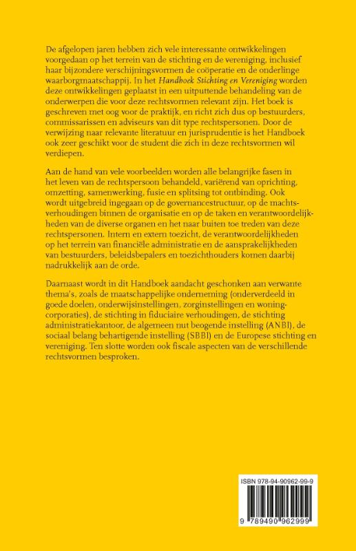 Achterkant van Handboek stichting en vereniging