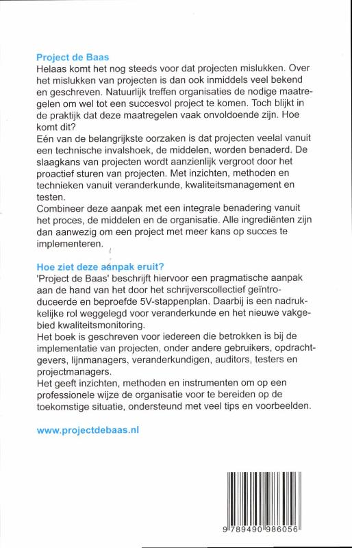 Achterkant van Project de Baas