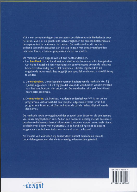 Achterkant van Via werkboek