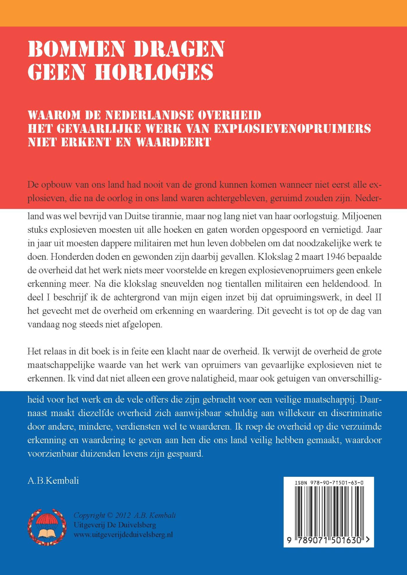 Achterkant van Bommen dragen geen horloges