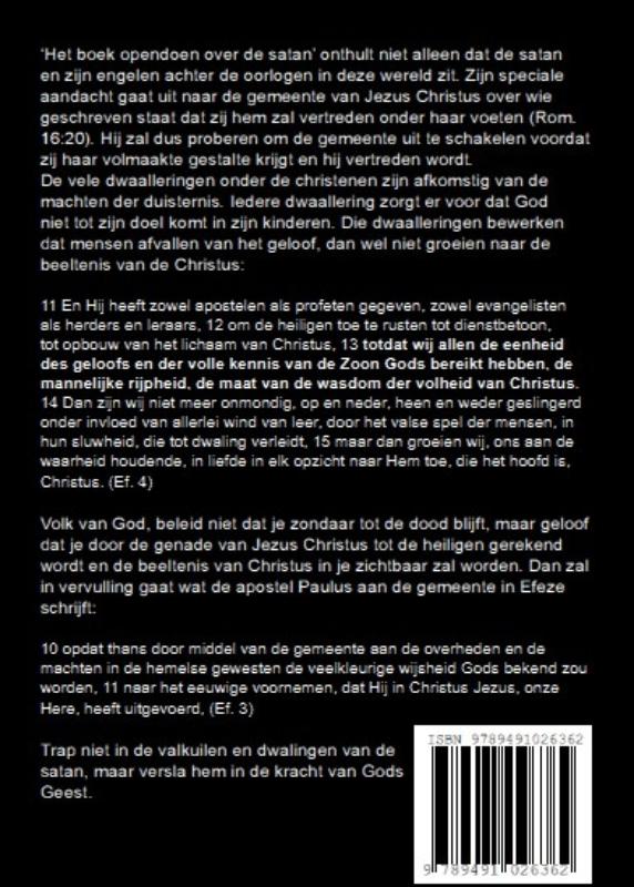 Achterkant van Het Boek opendoen over de satan