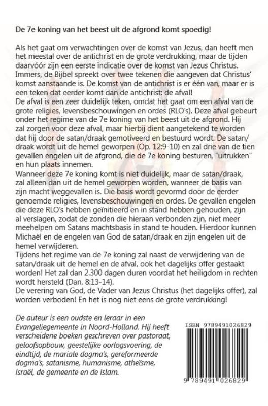 Achterkant van De 7e koning van het beest uit de afgrond komt spoedig!