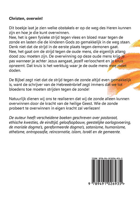 Achterkant van Christen, overwin!