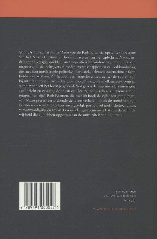 Achterkant van De universiteit van het leven