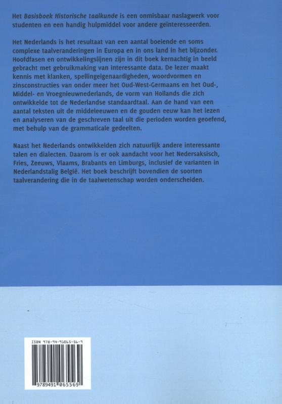 Achterkant van Basisboek historische taalkunde