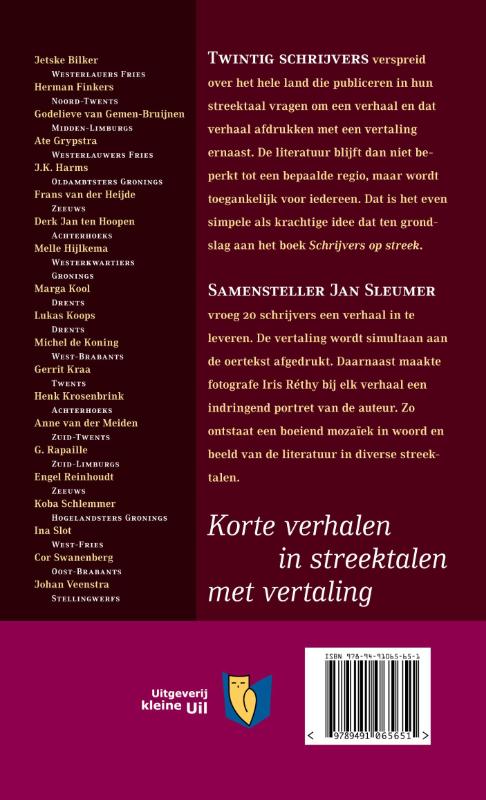 Achterkant van Schrijvers op streek