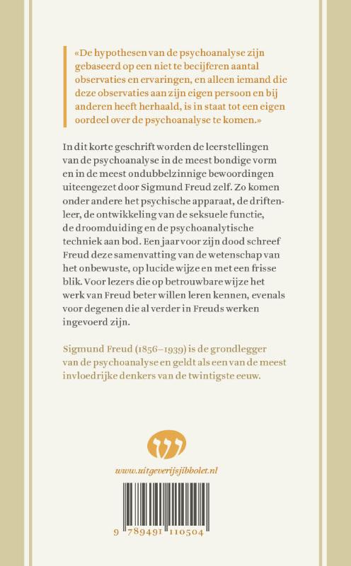 Achterkant van Hoofdlijnen van de psychoanalyse