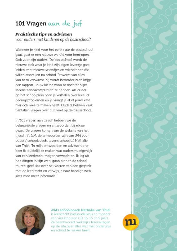 Achterkant van 101 vragen aan de juf