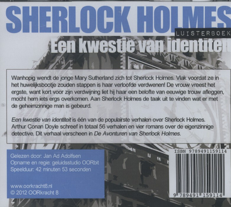 Achterkant van Sherlock Holmes Een kwestie van identiteit
