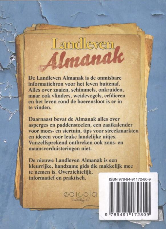Achterkant van Landleven almanak