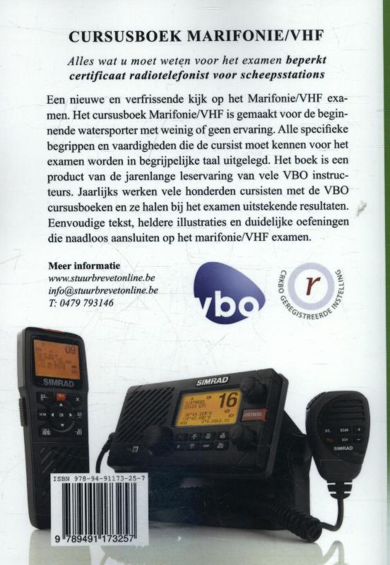 Achterkant van Cursusboek Marifonie/VHF