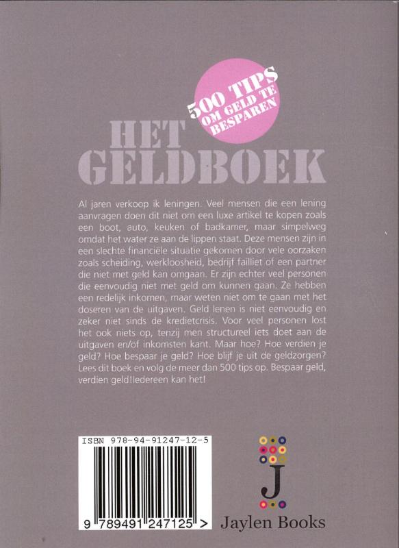 Achterkant van Het geldboek