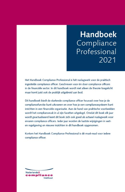 Achterkant van Handboek Compliance Professional 2021