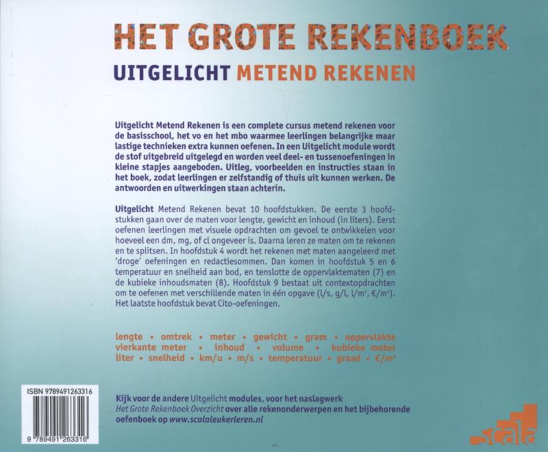 Achterkant van Het grote rekenboek uitgelicht metend rekenen