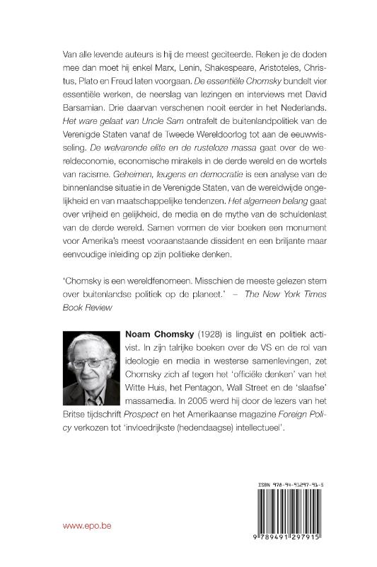 Achterkant van De essentiele Chomsky