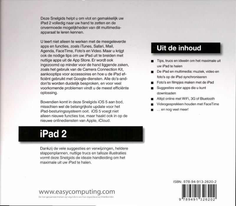 Achterkant van Snelgids iPad 2
