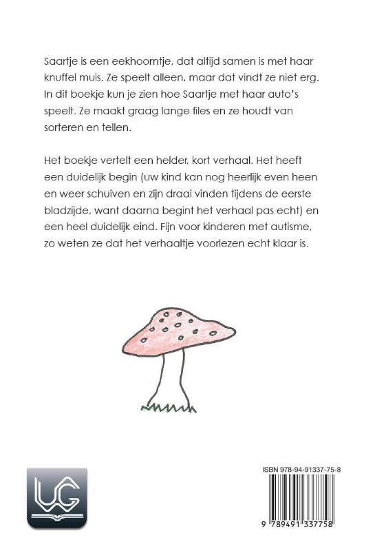 Achterkant van Saartje speelt met auto’s