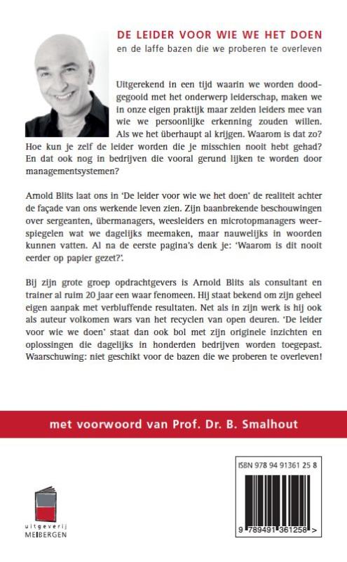 Achterkant van De leider voor wie we het doen