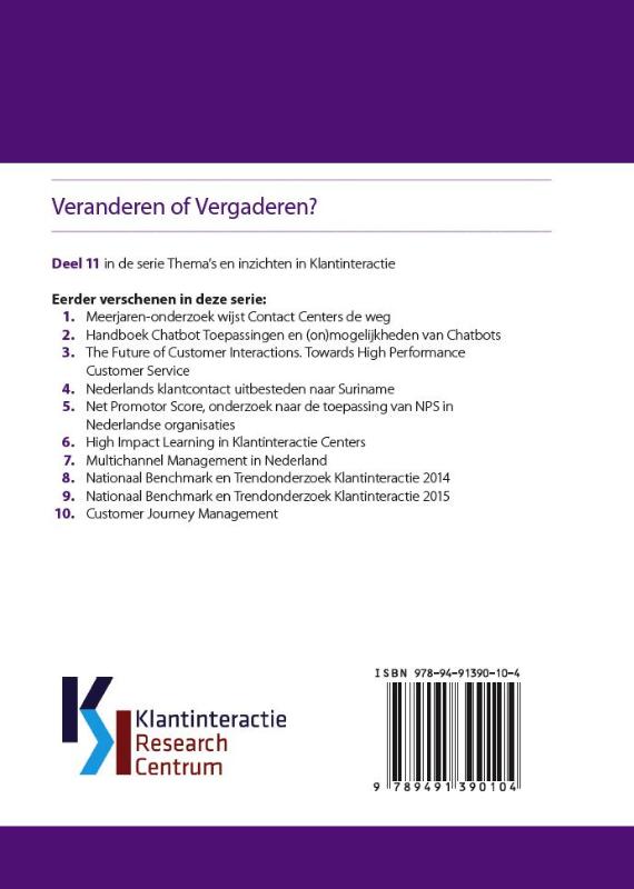 Achterkant van Veranderen of vergaderen?