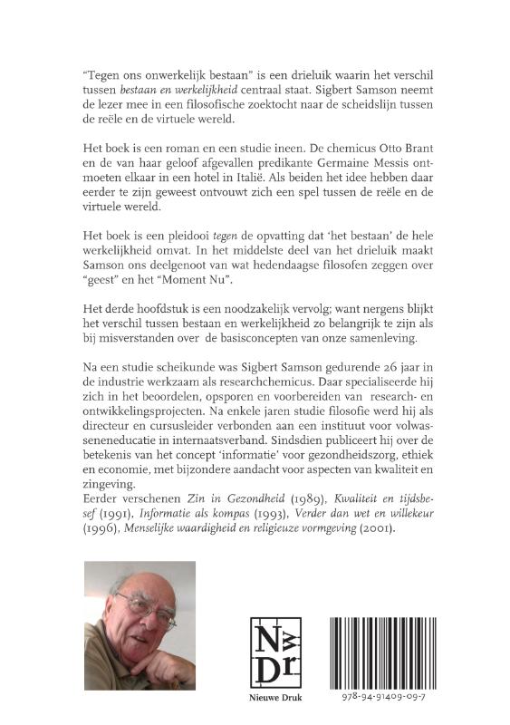 Achterkant van Tegen ons onwerkelijk bestaan