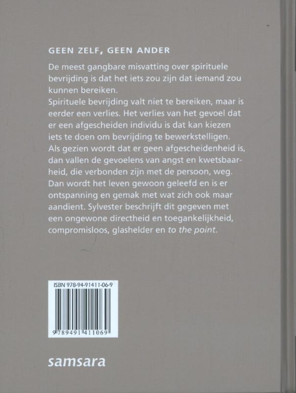 Achterkant van Geen zelf, geen ander