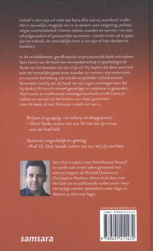 Achterkant van De vrije wil