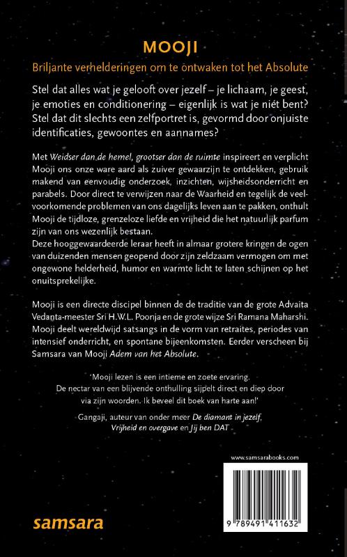 Achterkant van Weidser dan de hemel, grootser dan de ruimte