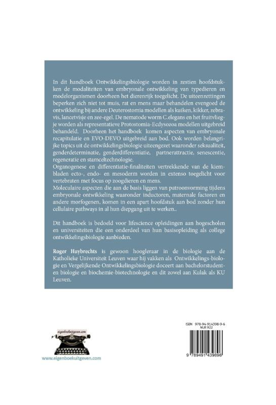 Achterkant van Ontwikkelingsbiologie voor biowetenschappen