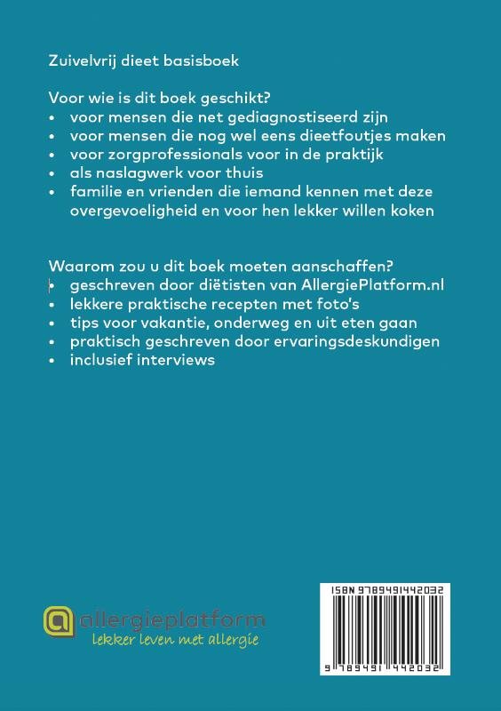 Achterkant van Zuivelvrij dieet basisboek