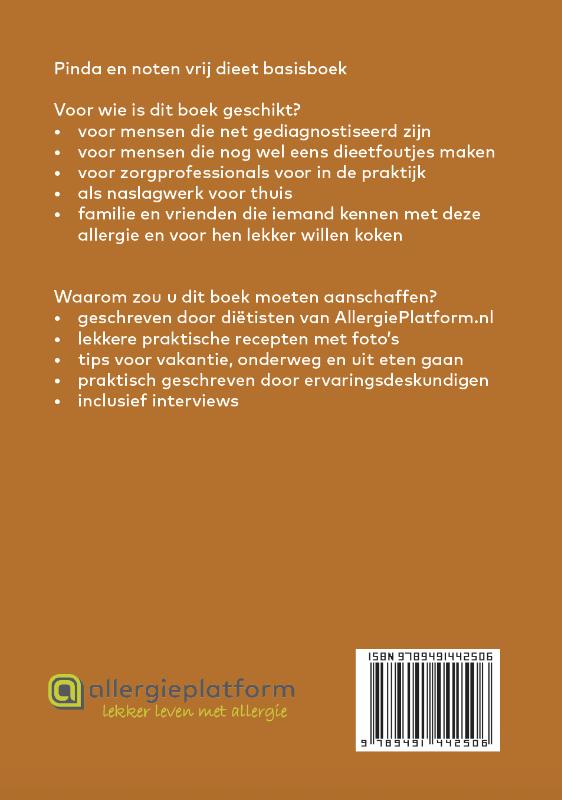 Achterkant van Pinda en noten vrij dieet basisboek