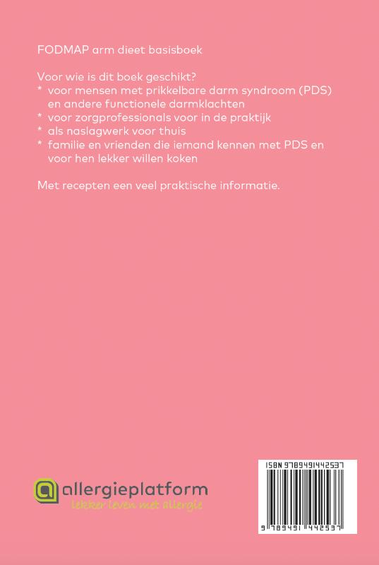 Achterkant van FODMAP arm dieet basisboek