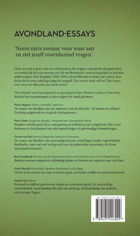 Achterkant van Avondland-Essays
