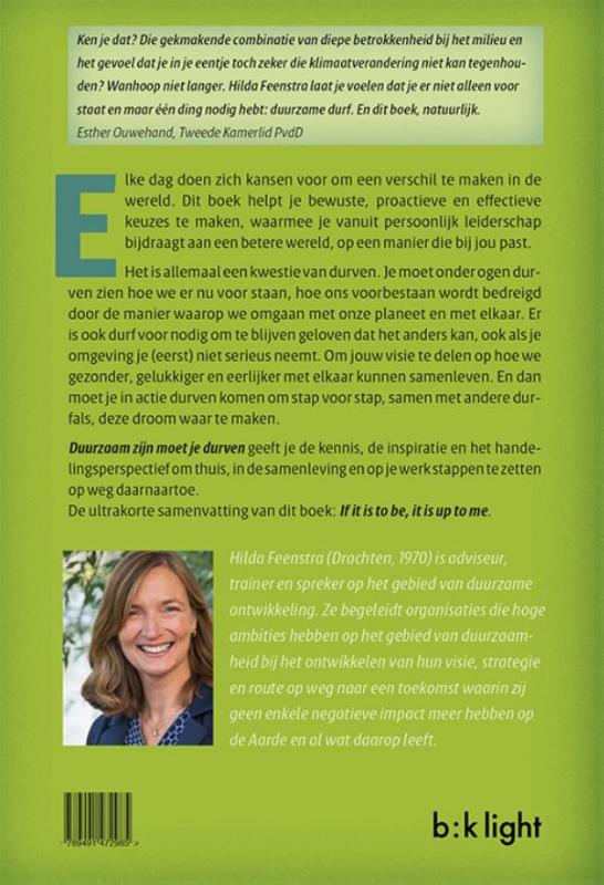 Achterkant van Duurzaam zijn moet je durven