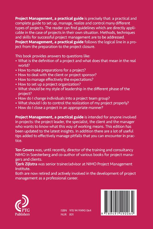 Achterkant van Project Management, a practical guide