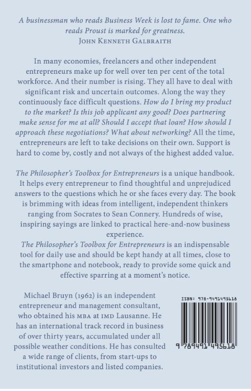 Achterkant van The philosopher's toolbox for entrepreneurs