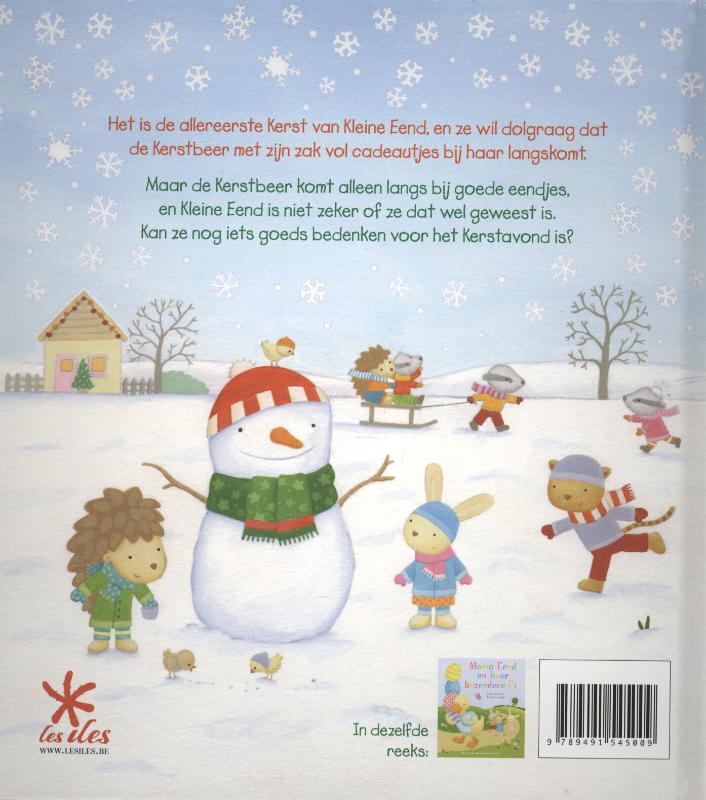 Achterkant van De eerste kerst van kleine eend