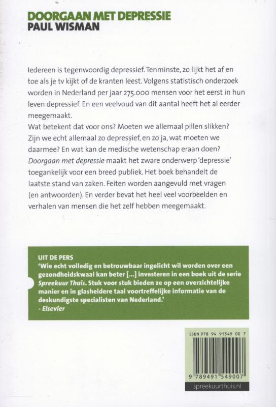 Achterkant van Doorgaan met depressie