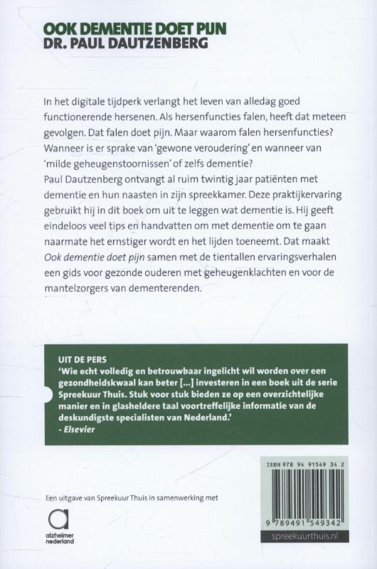 Achterkant van Ook dementie doet pijn