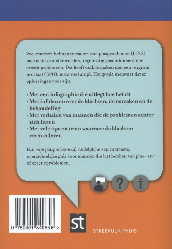 Achterkant van Van mijn plasproblemen af, eindelijk!