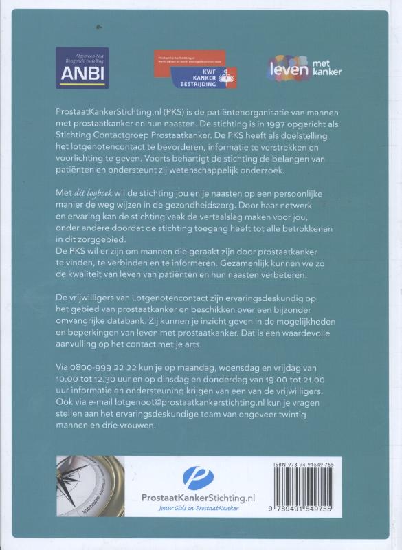 Achterkant van Het prostaatkankerlogboek