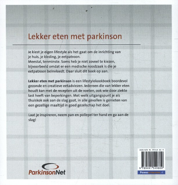 Achterkant van Lekker eten met Parkinson
