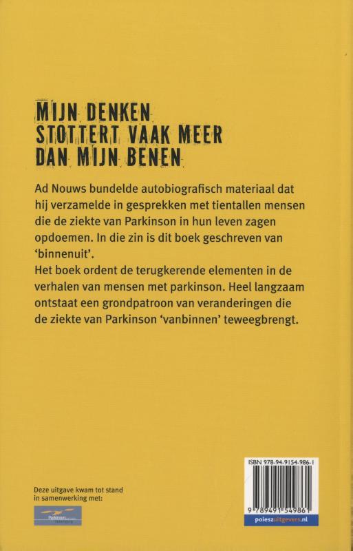 Achterkant van Mijn denken stottert vaak meer dan mijn benen