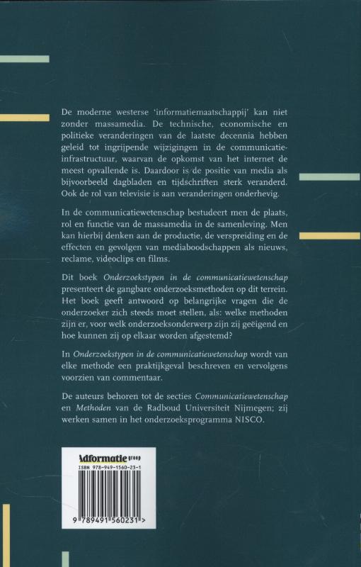Achterkant van Onderzoekstypen in de communicatiewetenschap